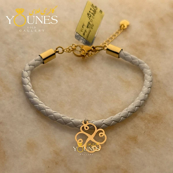 دستبند چرم چهاربرگ طلا